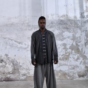 Black Menswear Shirt Boho Men Ceremony Outfit Sustainable