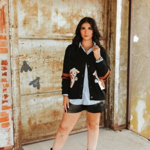 Black Western Style Cardigan: Texas Cowgirl Highland Cow